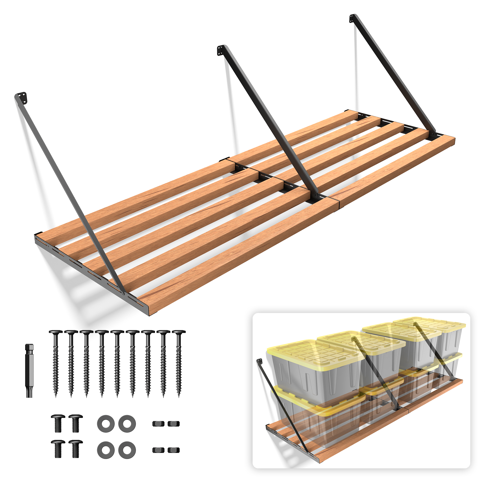 Koova, 8ft. DIY Shelf Bracket Kit, Width 96 in, Height 28 in, Depth 32 in, Model# KV-UNISHELF-8